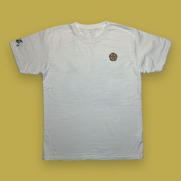 Japanese Novelty T-Shirt Gold Oda Clan Crest, Samarai on Horse Back White Sz L - Picture 11 of 11